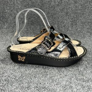 Alegria Barcelona Sandals Women's Size‎ 6 Black Patent Leather PG Lite Butterfly